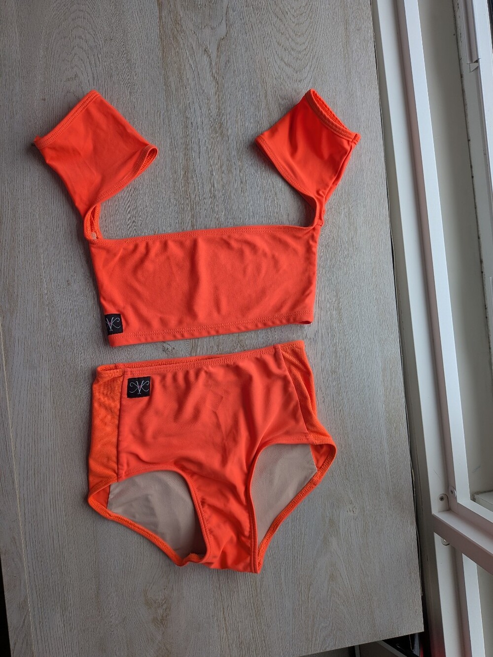 Kandi Kouture Neon Orange Two-Piece Dance Set - Size CL 7/8